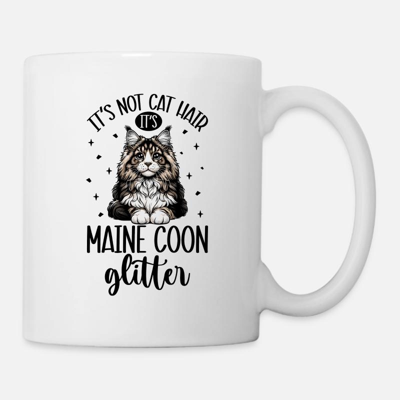 Katzen Glitzer - Maine Coon - Tasse - Weiß