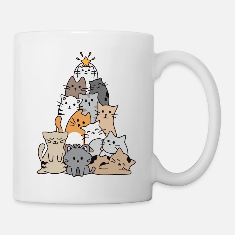 Katze Weihnachtsbaum - Tasse - Weiß