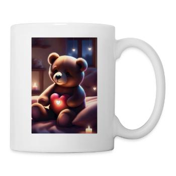 Teddy bear holding a heart - Mug - white - Right