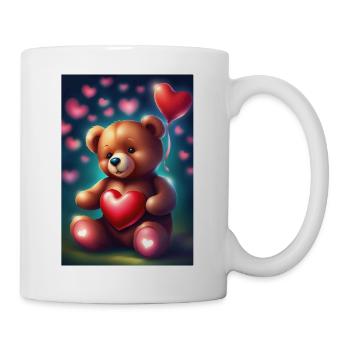 Heart balloons and teddy bear - Mug - white - Right
