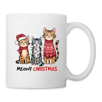 Meowy Christmas Katzen Weihnachten Xmas - Tasse - Weiß - Rechts