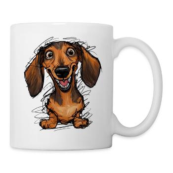Dackel. Süßer Hnd Dachshund - Tasse - Weiß - Rechts