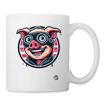 Old School Motorcycle Biker Pig - Mug - white - Right