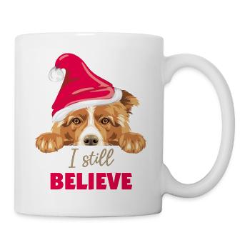Niedlicher spähender Border Collie Hund mit Weihnachtsmannmütze - Tasse - Weiß - Rechts