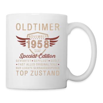 66. Geburtstag Oldtimer November 1958 Jahrgang 58 - Tasse - Weiß - Rechts