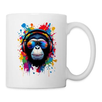 Singe, Lunettes de soleil, DJ, Disco, Disc-jockey, EDM, Soirée - Mug blanc - blanc - Droite