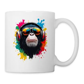 Singe, Lunettes de soleil, DJ, Disco, Disc-jockey, EDM, Soirée - Mug blanc - blanc - Droite