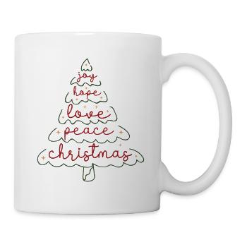 Joy Hope Love Peace Christmastree - Weihnachtsbaum - Tasse - Weiß - Rechts