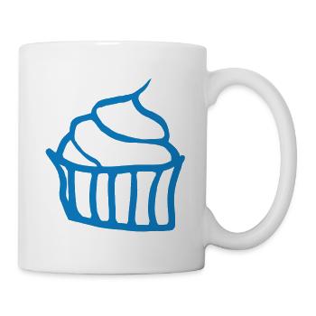 Gemalter Cupcake blau - Tasse - Weiß - Rechts
