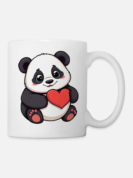 Entzückender Cartoon-Panda mit einem Herz - Tasse - Weiß