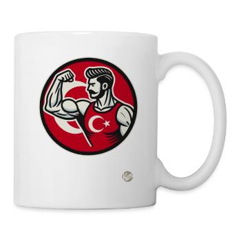 Starker und fitter Mann mit türkischer Flagge - Tasse - Weiß - Rechts