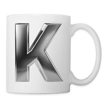 Chrome ,, K " Metallic - Tasse - Weiß - Rechts