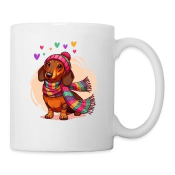 Hund Dackel Herz Dackelliebe Dackelbesitzer Lustig - Tasse - Weiß - Rechts