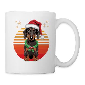 Teckel Noël Chien Dresseur Chien Rétro Drôle - Mug blanc - blanc - Droite