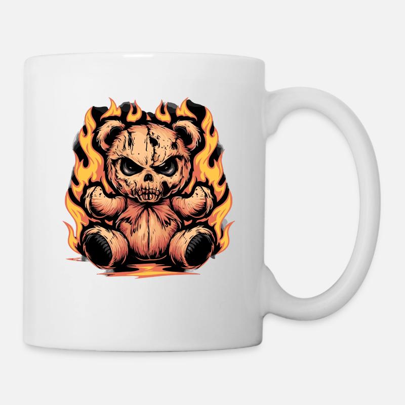 Fierce Flaming Teddy Bear Cool Statement - Tasse - Weiß