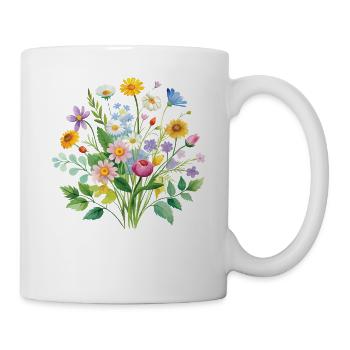 Colorful Wildflowers Bouquet Illustration - Mug - white - Right