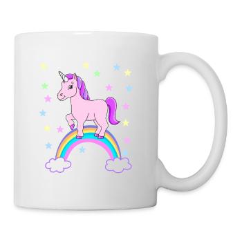 Einhorn Regenbogen Geschenkidee - Tasse - Weiß - Rechts