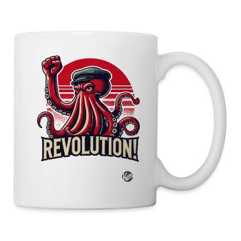 Revolution octopus with raised fist - Mug - white - Right