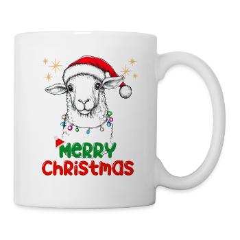 Christmas Sheep Christmas Hat Lamb Funny - Mug - white - Right