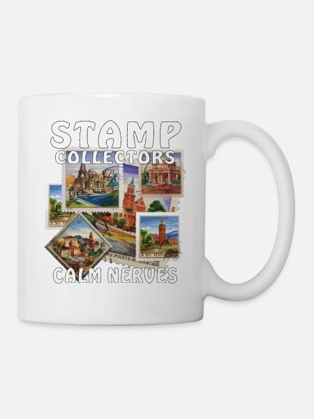 LES COLLECTIONNEURS DE TIMBRES CALMENT LES NERFS - Mug blanc - blanc