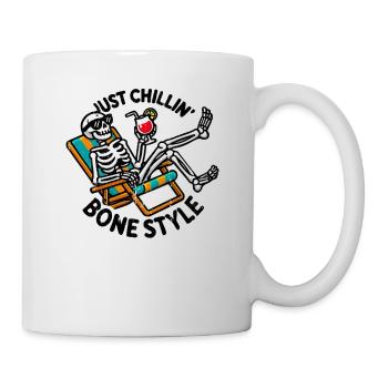 Just Chillin' Bone Style Happy Skeleton Dead Bones - Mug - white - Right