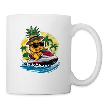 tropical wave - ananas sur jet ski - Mug blanc - blanc - Droite