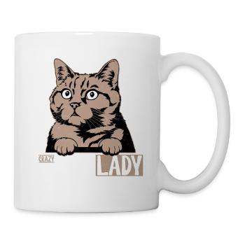 Crazy American Shorthair Lady Cat Kitten Mother - Tasse - Weiß - Rechts
