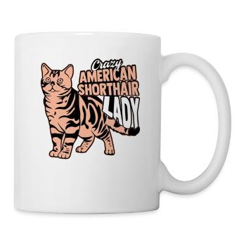 Crazy American Shorthair Lady Mother Kitten Cat - Tasse - Weiß - Rechts