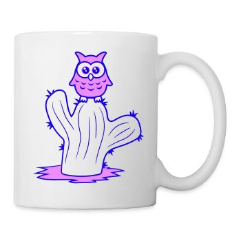 Cactus Owl Sitting Cacti Night Bird Cute Cute - Mug - white - Right