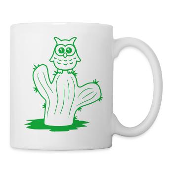 Cactus Owl Sitting Cacti Night Bird Cute Cute - Mug - white - Right
