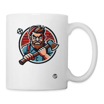 Crazy wild lumberjack with axe - Mug - white - Right