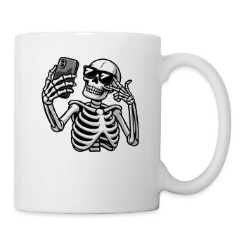 Funny Selfie Skeleton Wearing Sunglasses Scary - Mug - white - Right