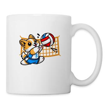 Jump Serve Junkie Lustiger Corgi Volleyball Cooler Hund - Tasse - Weiß - Rechts