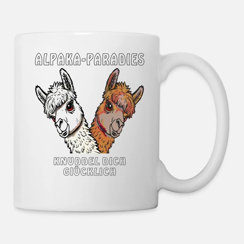 ALPAKA-PARADIES KNUDDEL DICH GLÜCKLICH - Tasse - Weiß