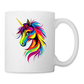 Einhorn Bunt Regenbogen Pferde Reiten Einhörner - Tasse - Weiß - Rechts