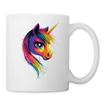 Einhorn Bunt Regenbogen Pferde Reiten Einhörner - Tasse - Weiß - Rechts