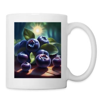 A pile of freshly picked blueberries - Mug - white - Right