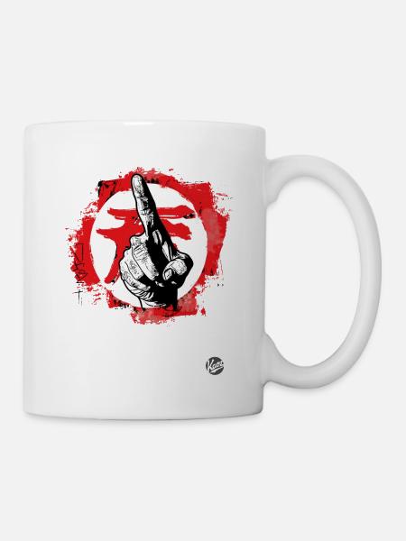 mit dem Zeigefinger zeigen - Tasse - Weiß
