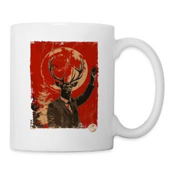 Propaganda Stil Hirsch - Tasse - Weiß - Rechts