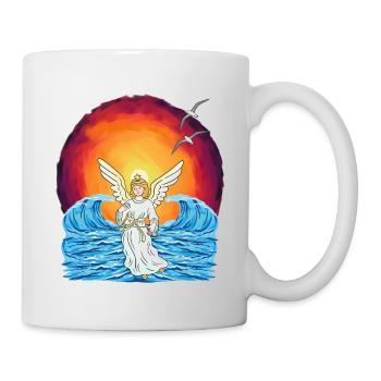 Angel Sunset Sea Waves Nature - Mug - white - Right