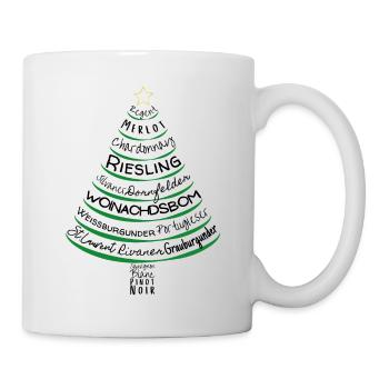 Grüner Weihnachtsbaum mit verschiedenen Weinsorten - Tasse - Weiß - Rechts