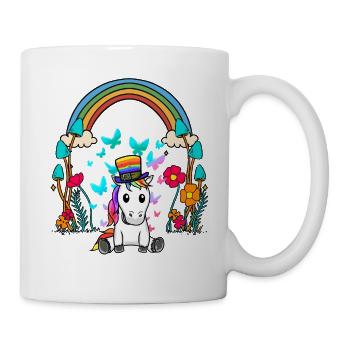 LGBT Regenbogen Regenbogenfahne Einhorn - Tasse - Weiß - Rechts