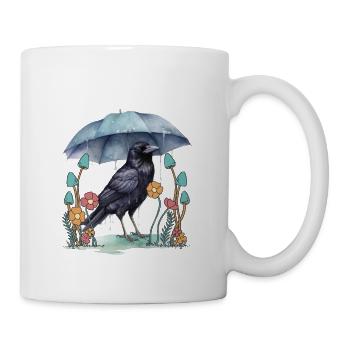 oiseau corbeau parapluie météo nature corbeau - Mug blanc - blanc - Droite