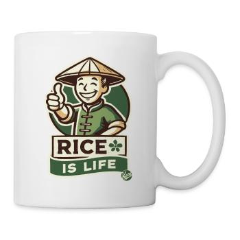 Rice farmer thumbs up - rice is life - Mug - white - Right