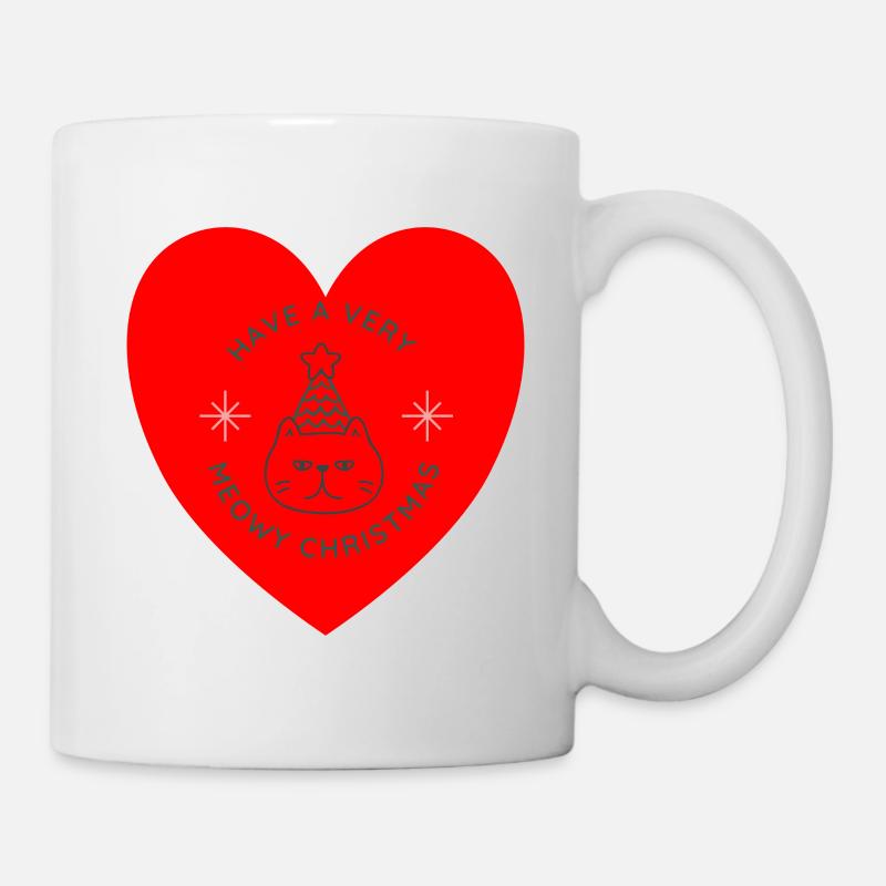 Meowy Christmas – Funny Cat Christmas Design - Mug - white