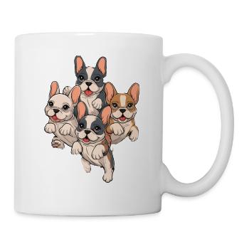 Französische Bulldogge Welpen - Tasse - Weiß - Rechts