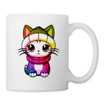 Cat Winter Animal Colorful Comic - Mug - white - Right