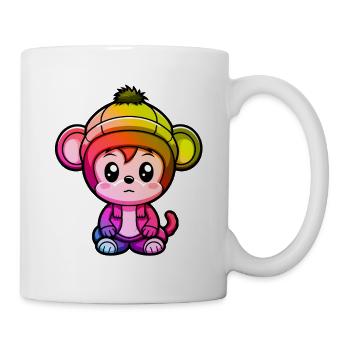 Monkey Winter Animal Colorful Comic - Mug - white - Right