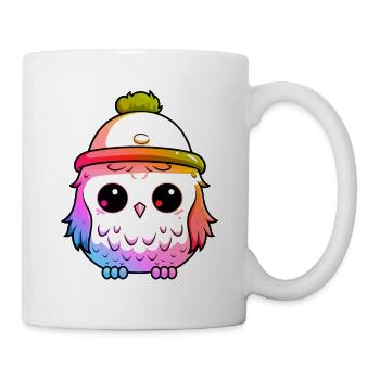 Owl Winter Animal Colorful Comic - Mug - white - Right