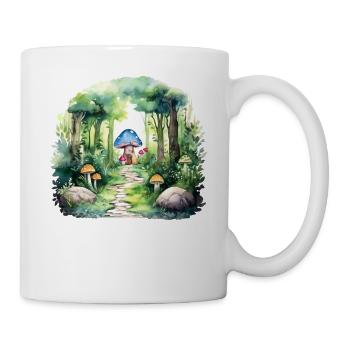 Verzaubertes Pilzhaus in einem magischen Wald - Tasse - Weiß - Rechts